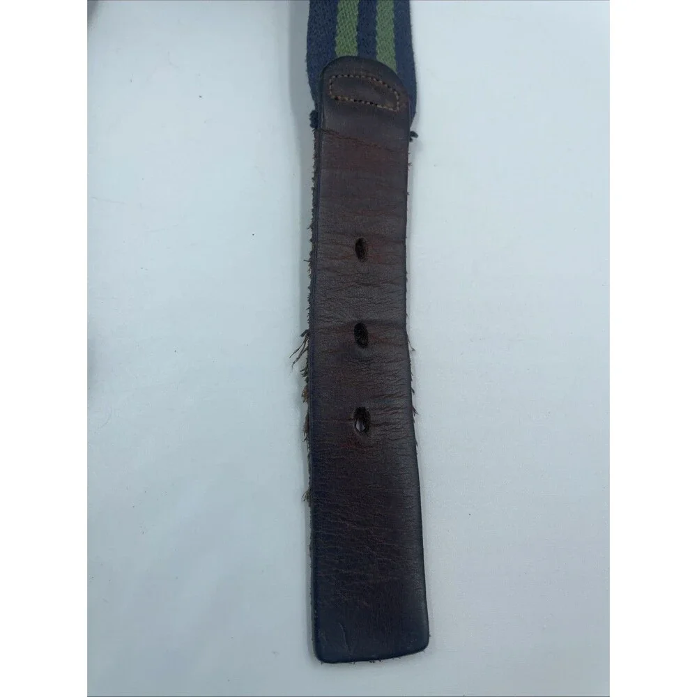 VINTAGE 1980s Lacoste Belt Men Size 34 Navy/ Green Striped Preppy Y2K Golf